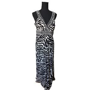 NWT NINE WEST BLACK & WHITE GEOMETRIC DESIGN STRAPLESS LONG DRESS SIZE 12